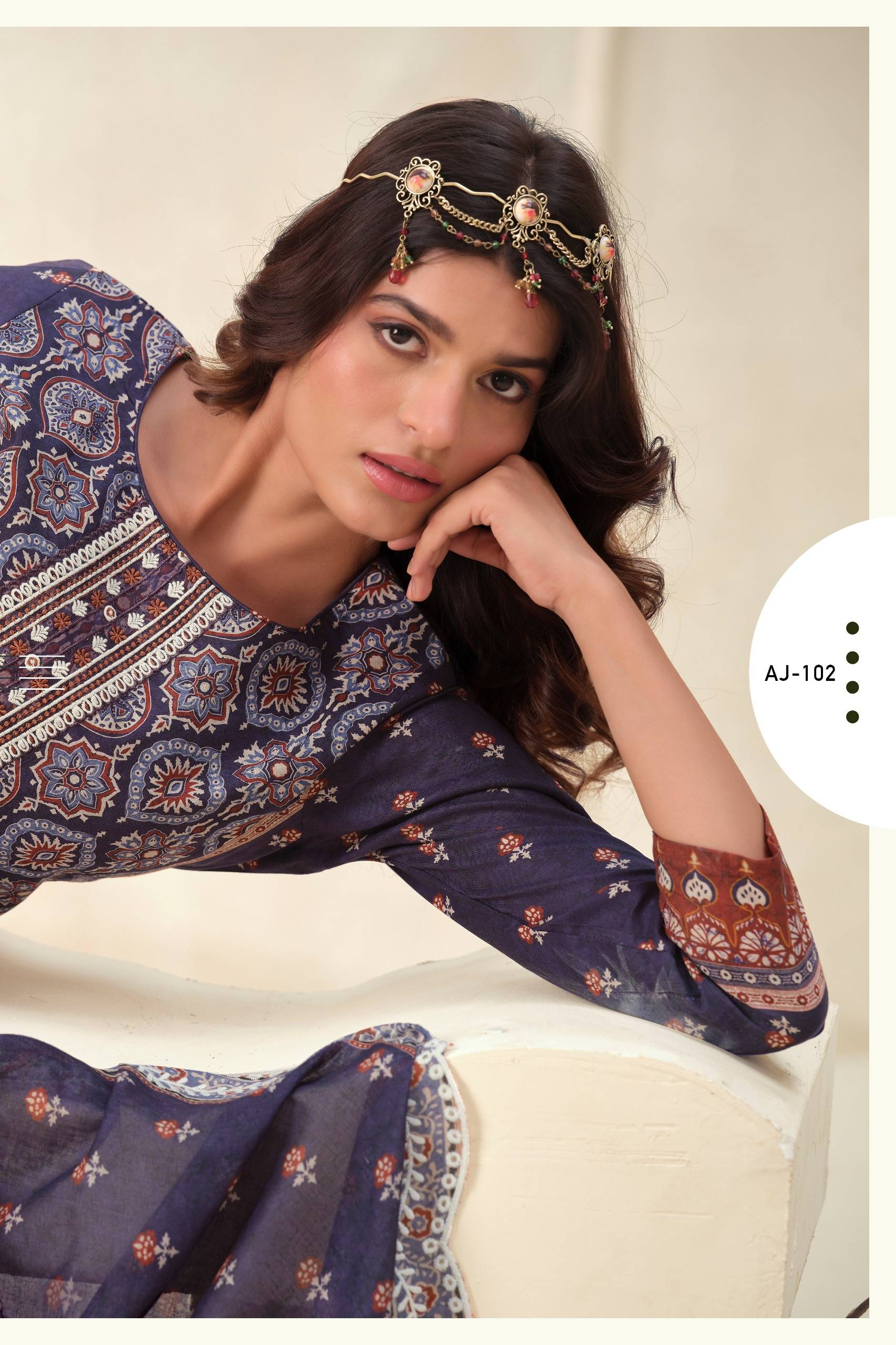 AJRAKH VOL 1 By THE HERMITAGE SHOP  101 To 104 Series Designer Suits FINEST LAWN COTTON Dresses At Wholesale Price